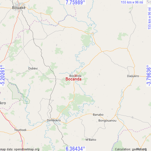 Bocanda on map
