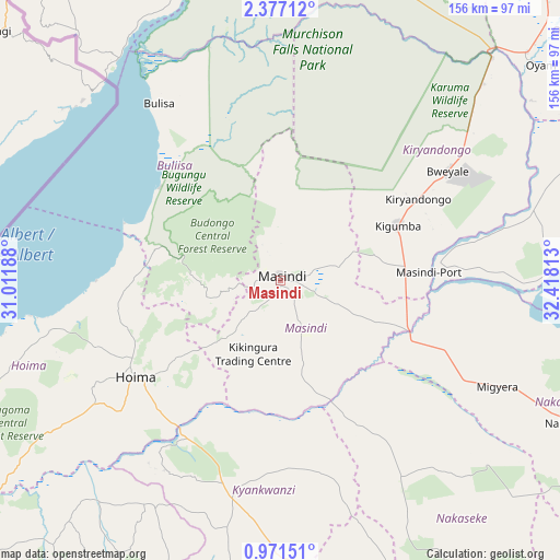 Masindi on map