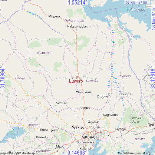 Luwero on map