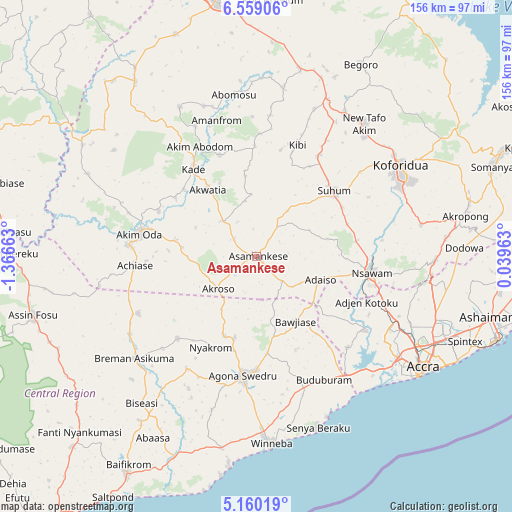 Asamankese on map