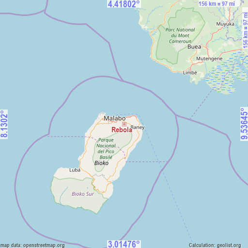 Rebola on map
