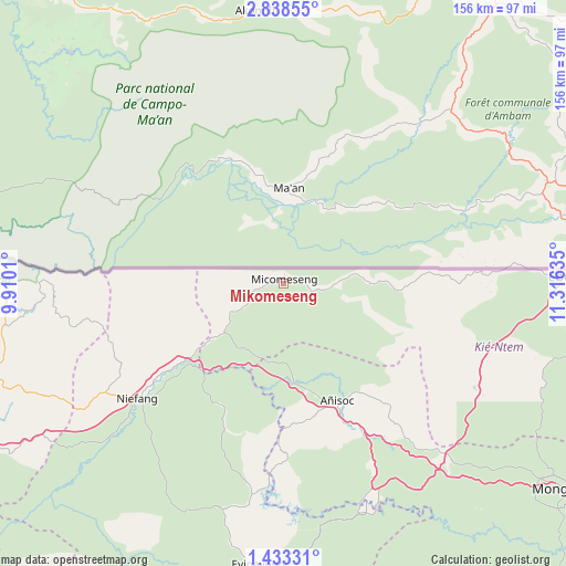 Mikomeseng on map