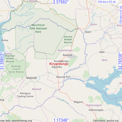 Kiryandongo on map
