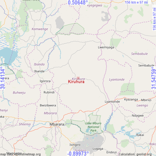 Kiruhura on map