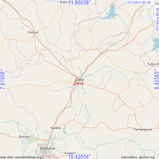 Zaria on map