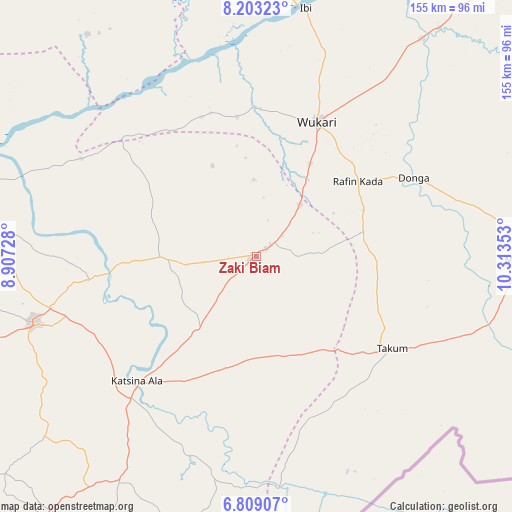 Zaki Biam on map