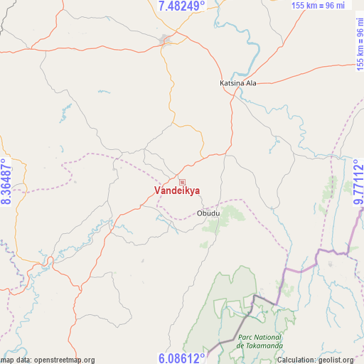 Vandeikya on map