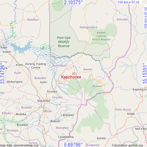 Kapchorwa on map