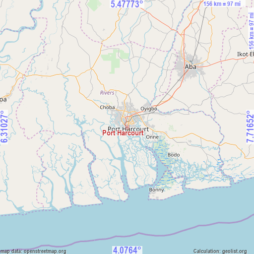 Port Harcourt on map