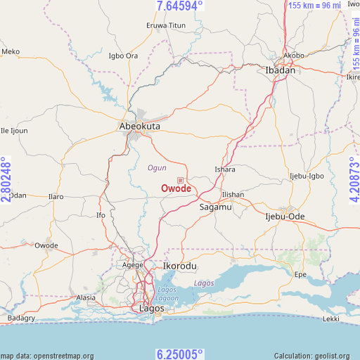 Owode on map