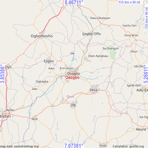 Osogbo on map