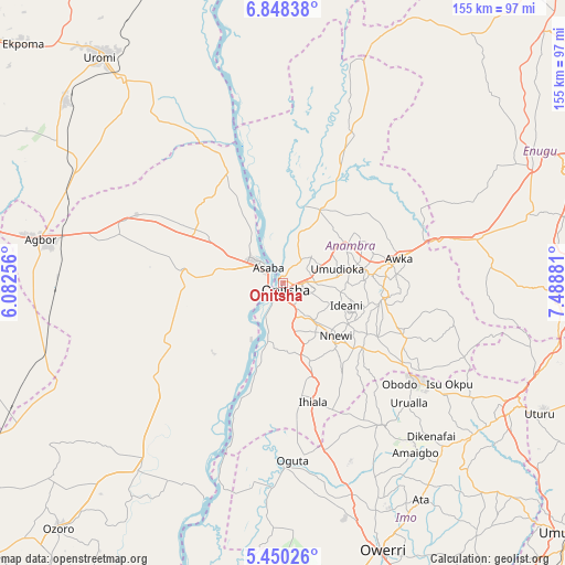 Onitsha on map