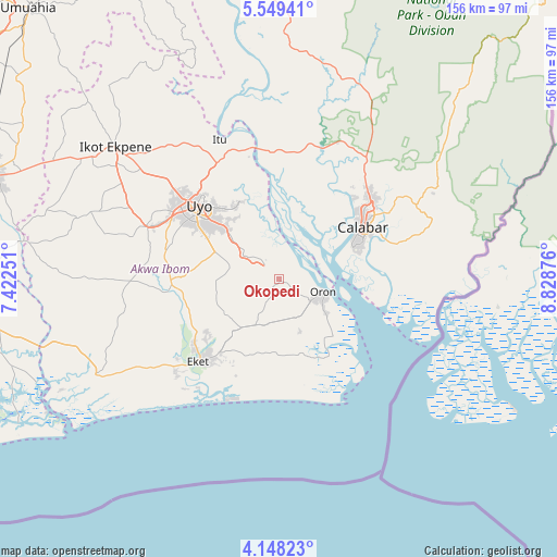 Okopedi on map