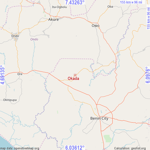 Okada on map