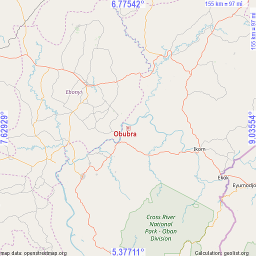 Obubra on map