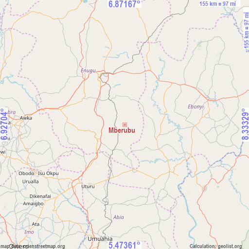 Mberubu on map