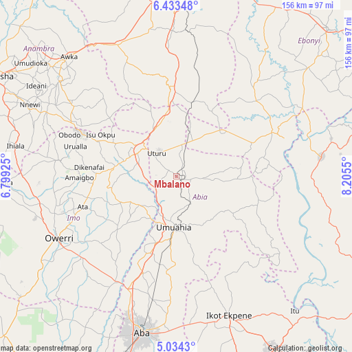 Mbalano on map