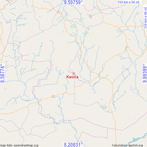 Kwolla on map