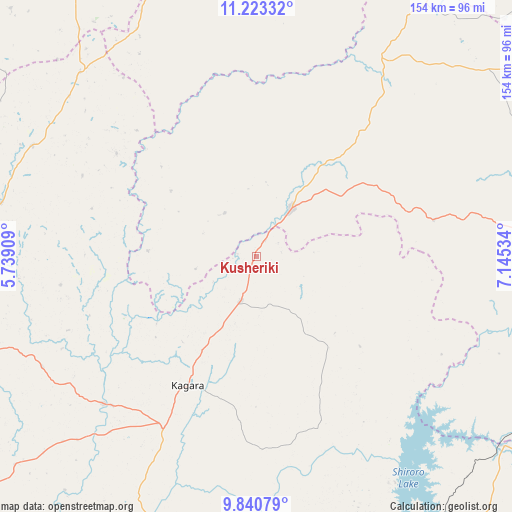 Kusheriki on map