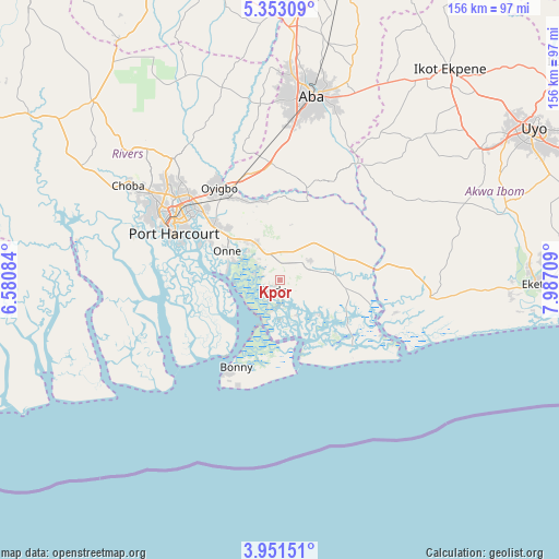 Kpor on map