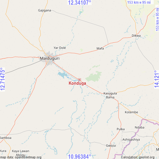 Konduga on map