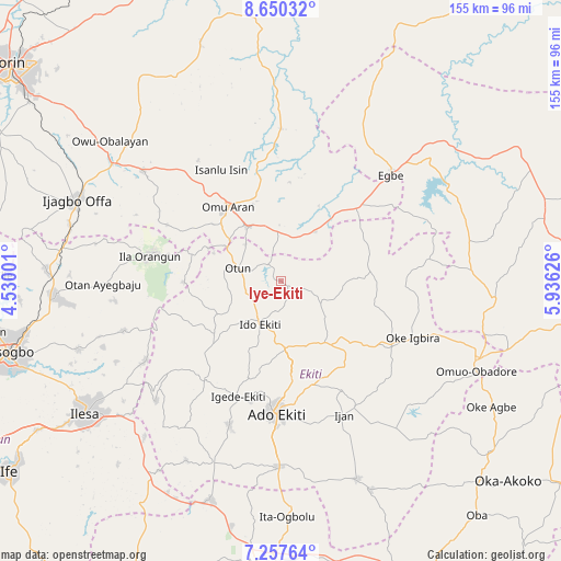 Iye-Ekiti on map