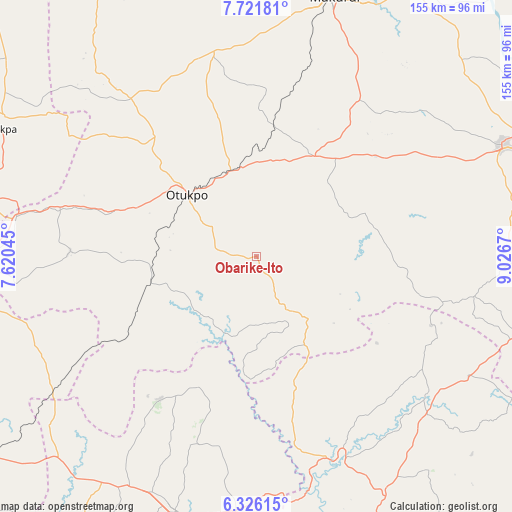 Obarike-Ito on map