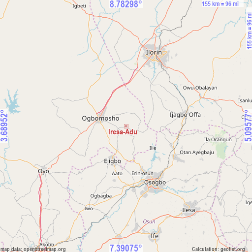 Iresa-Adu on map