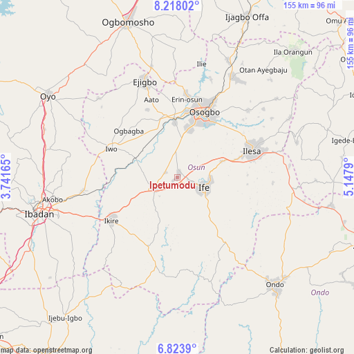 Ipetumodu on map