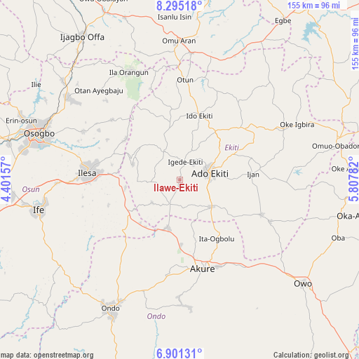 Ilawe-Ekiti on map