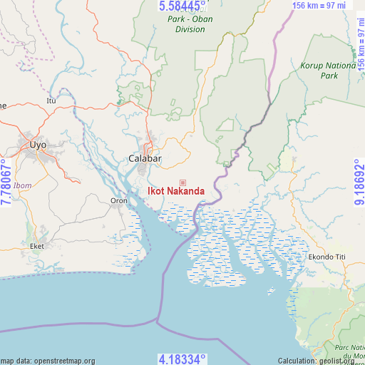 Ikot Nakanda on map