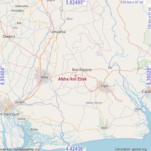 Afaha Ikot Ebak on map