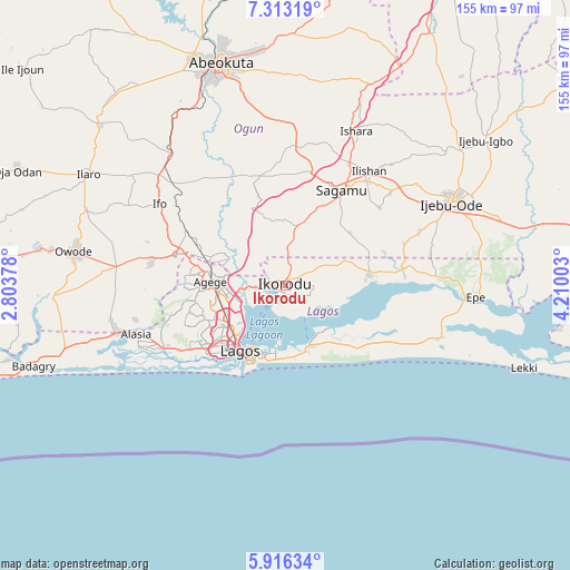 Ikorodu on map