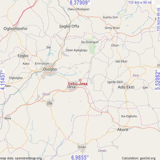 Ijebu-Jesa on map