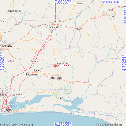 Ijebu-Igbo on map