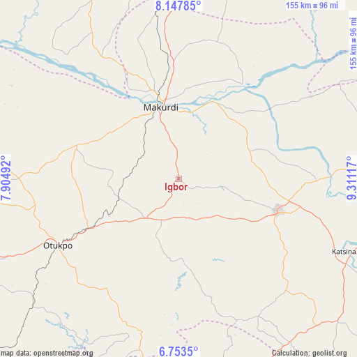 Igbor on map