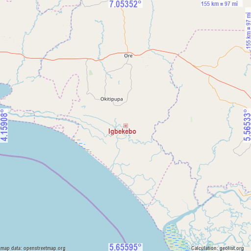 Igbekebo on map