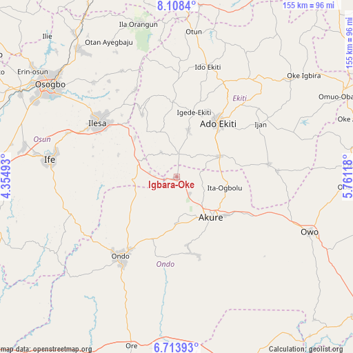 Igbara-Oke on map