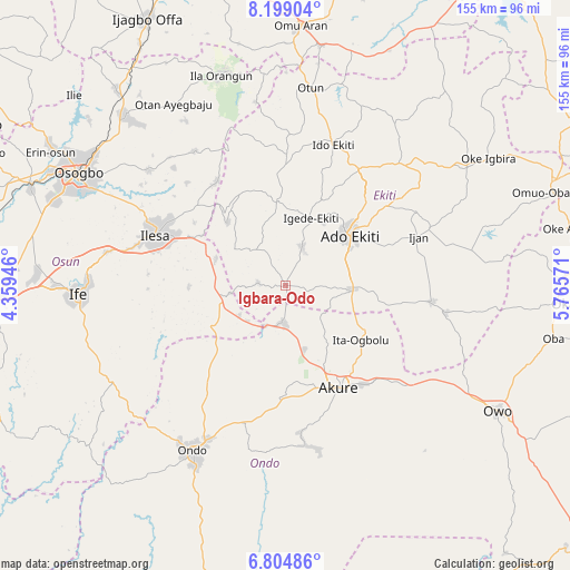 Igbara-Odo on map
