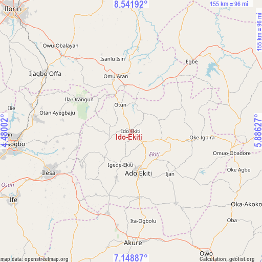 Ido-Ekiti on map