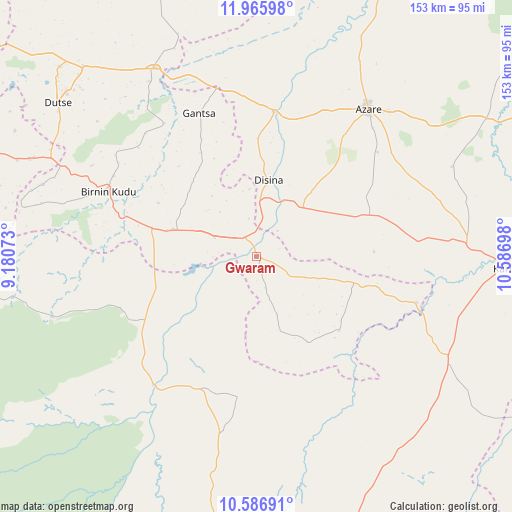 Gwaram on map