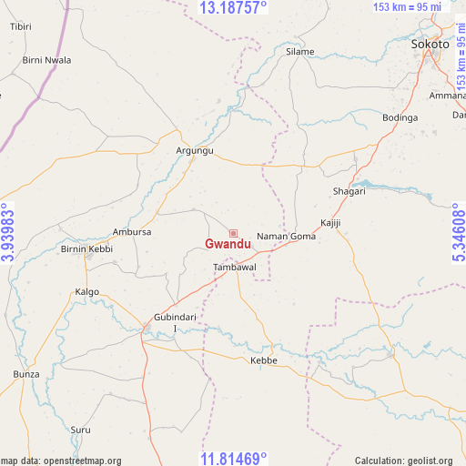 Gwandu on map