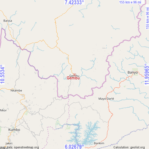 Gembu on map