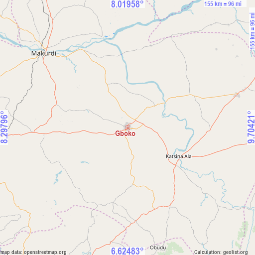 Gboko on map