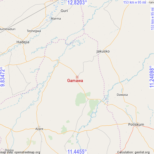 Gamawa on map