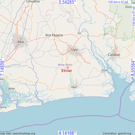 Etinan on map