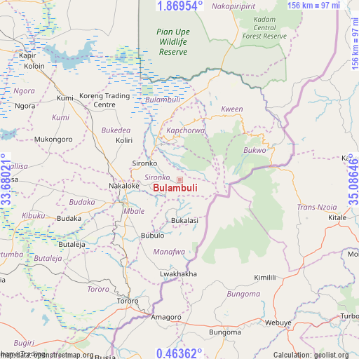 Bulambuli on map