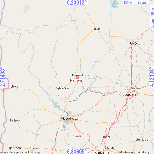 Eruwa on map