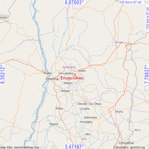 Enugu-Ukwu on map