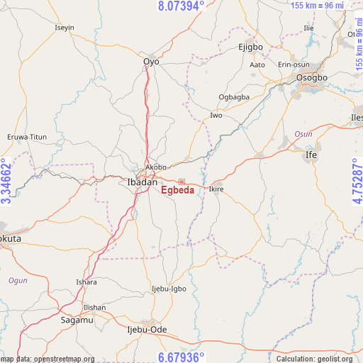 Egbeda on map